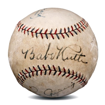 Babe Ruth and Lou Gehrig Dual Signed American League Baseball 